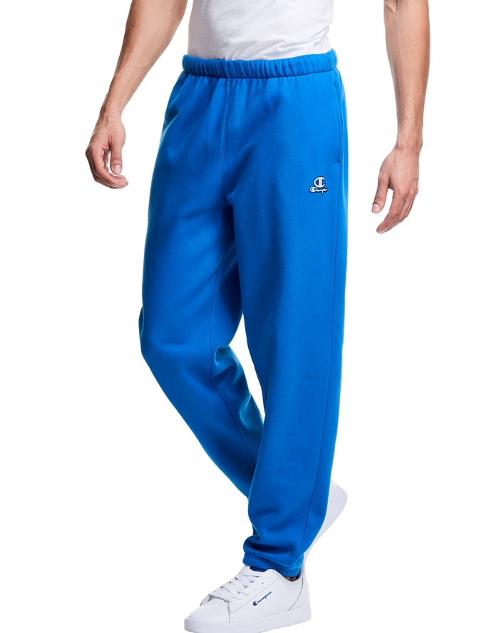 Champion Mens Pants NZ - Classic Fleece Embroidered Logo Blue ( 3489-IVETX )